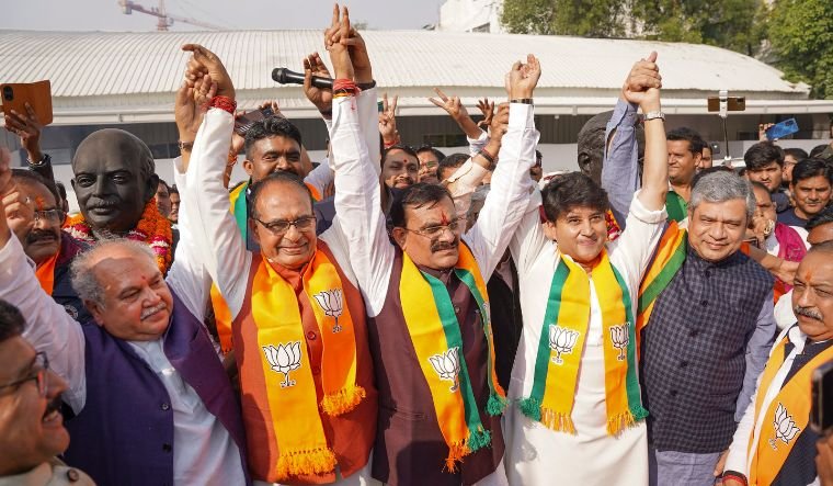 మధ్యప్రదేశ్, రాజస్థాన్, ఛత్తీస్గఢ్లో భారీ మెజార్టీతో బీజేపీ విజయం